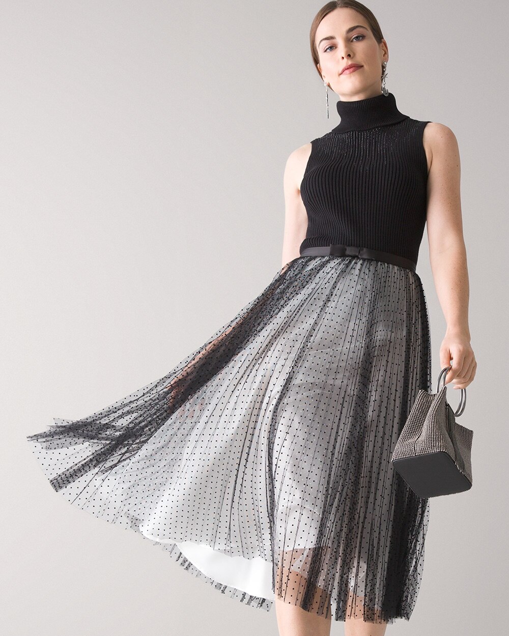 Dotted Tulle Evening Skirt - White ...
